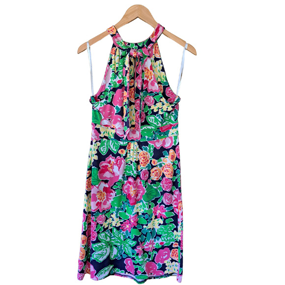 LILLY PULITZER Getaway Garden Valle Halter Dress Size Small Silk Knit Sheath - Picture 10 of 11
